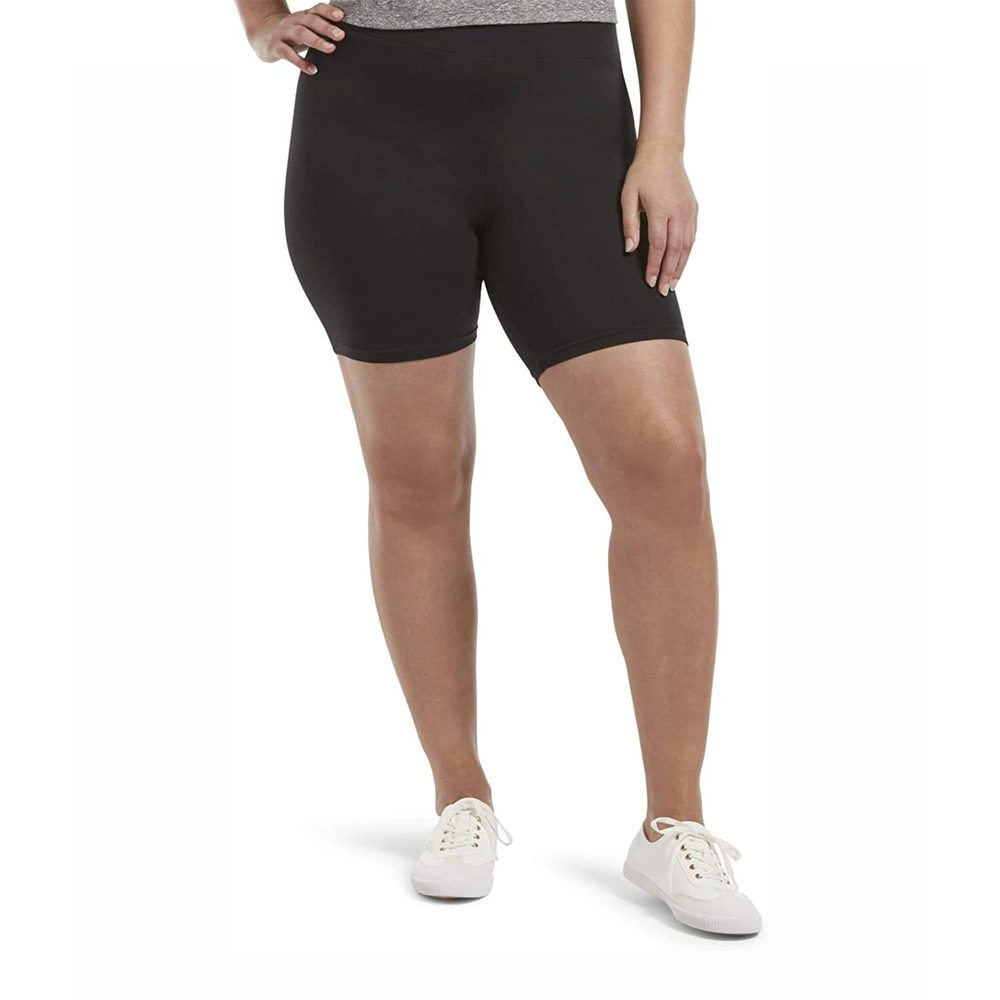 Hue Women's High Waist Blackout Cotton Bike Shorts Black Large L